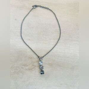 Silver-Tone Drop Crystal Pendant Necklace